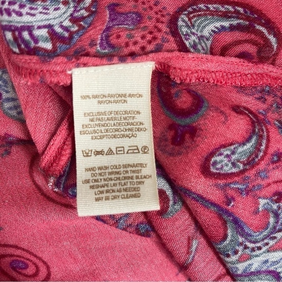 Free People Just The Two Of Us Paisley Printed Tunic In Red Pink Combo Size XS - Picture 7 of 9